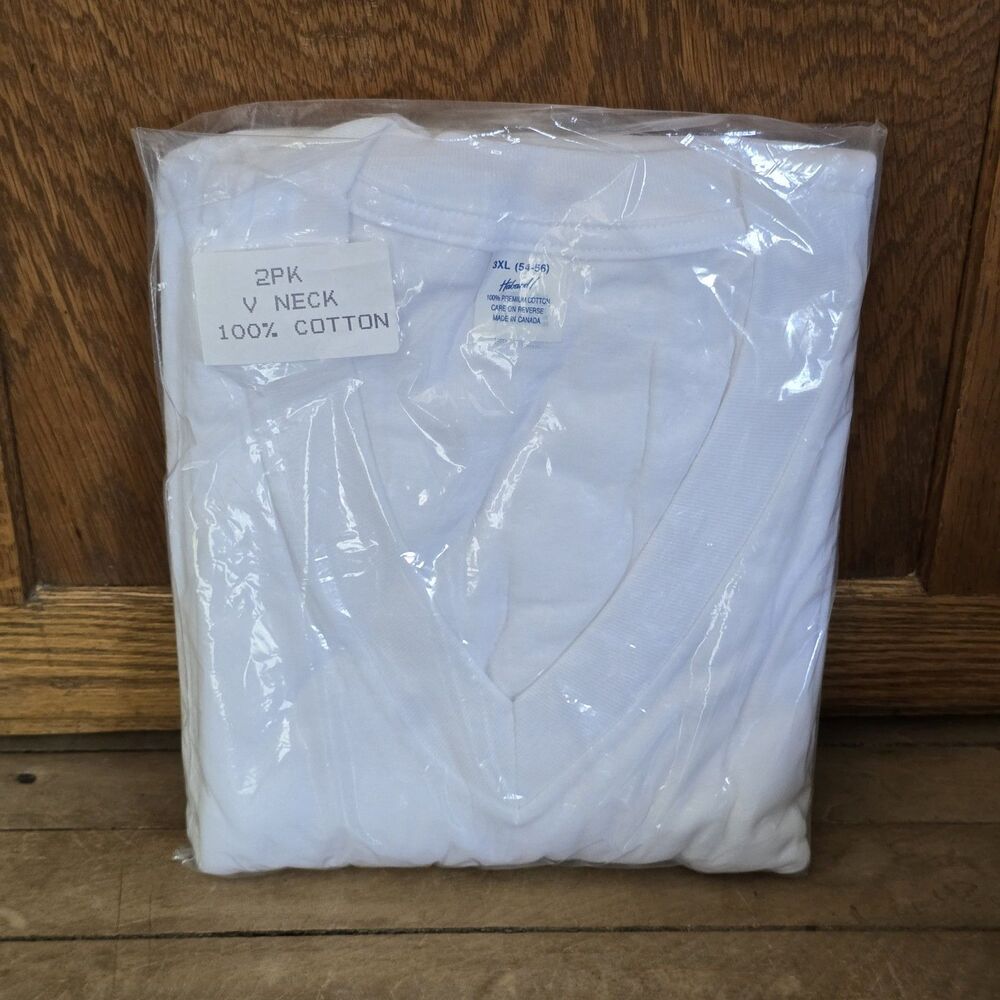 Vintage Haband 2 pk Men’s V Neck T Shirts White XXXL (54-56) USA Undershirt 3XL